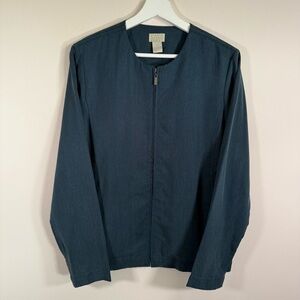 NWOT Sigrid Olsen Dark Teal Women's Full Zip Long Sleeve Lyocell Blazer Jacket M